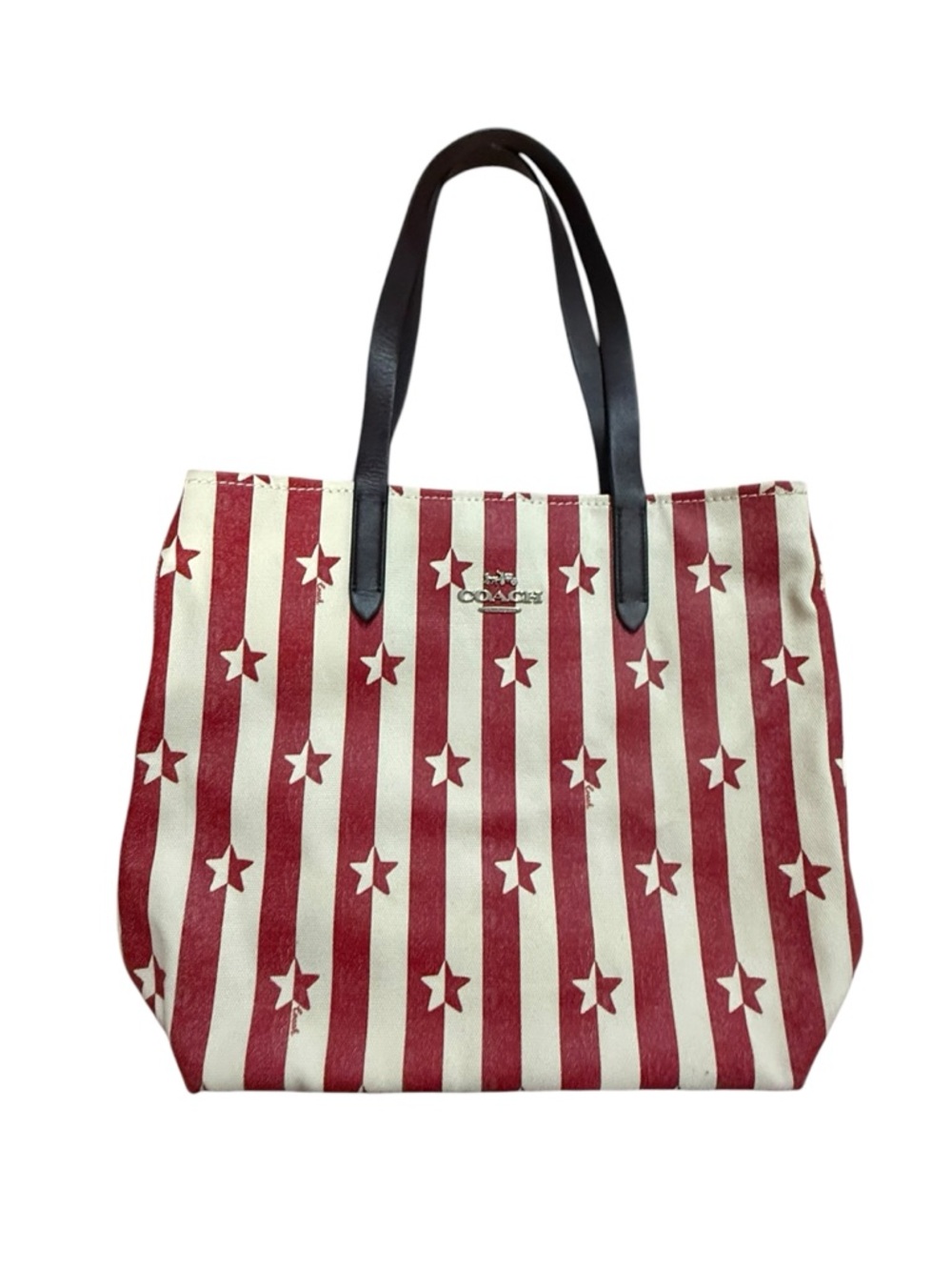 COACH Red & Cream Star Stripe Tote Bag